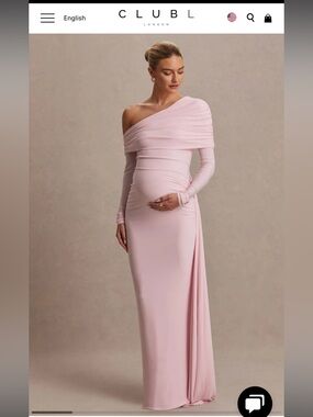 Club L London One-Shoulder Maternity Dress in Soft Pink